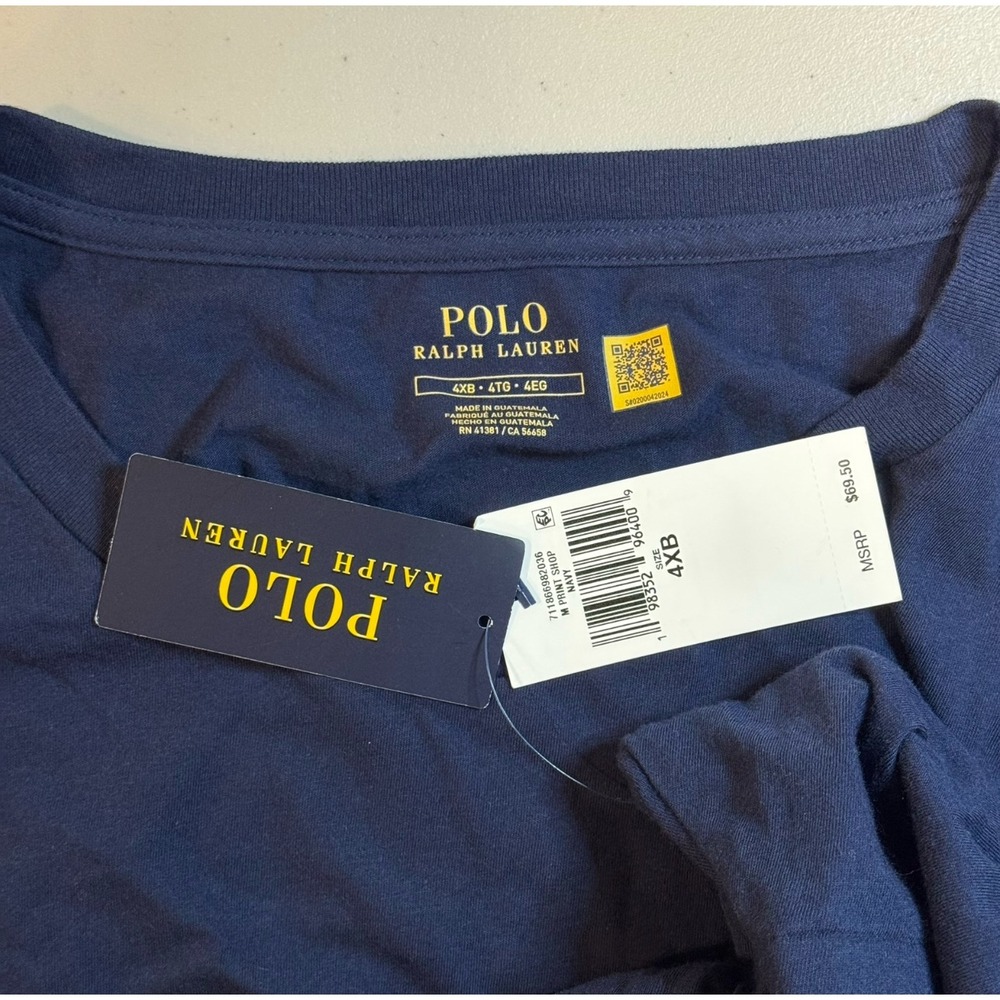 Polo Ralph Lauren Blue Graphic Spellout Logo Casual Big & Tall T Shirt Men's 4XB - Picture 4 of 8